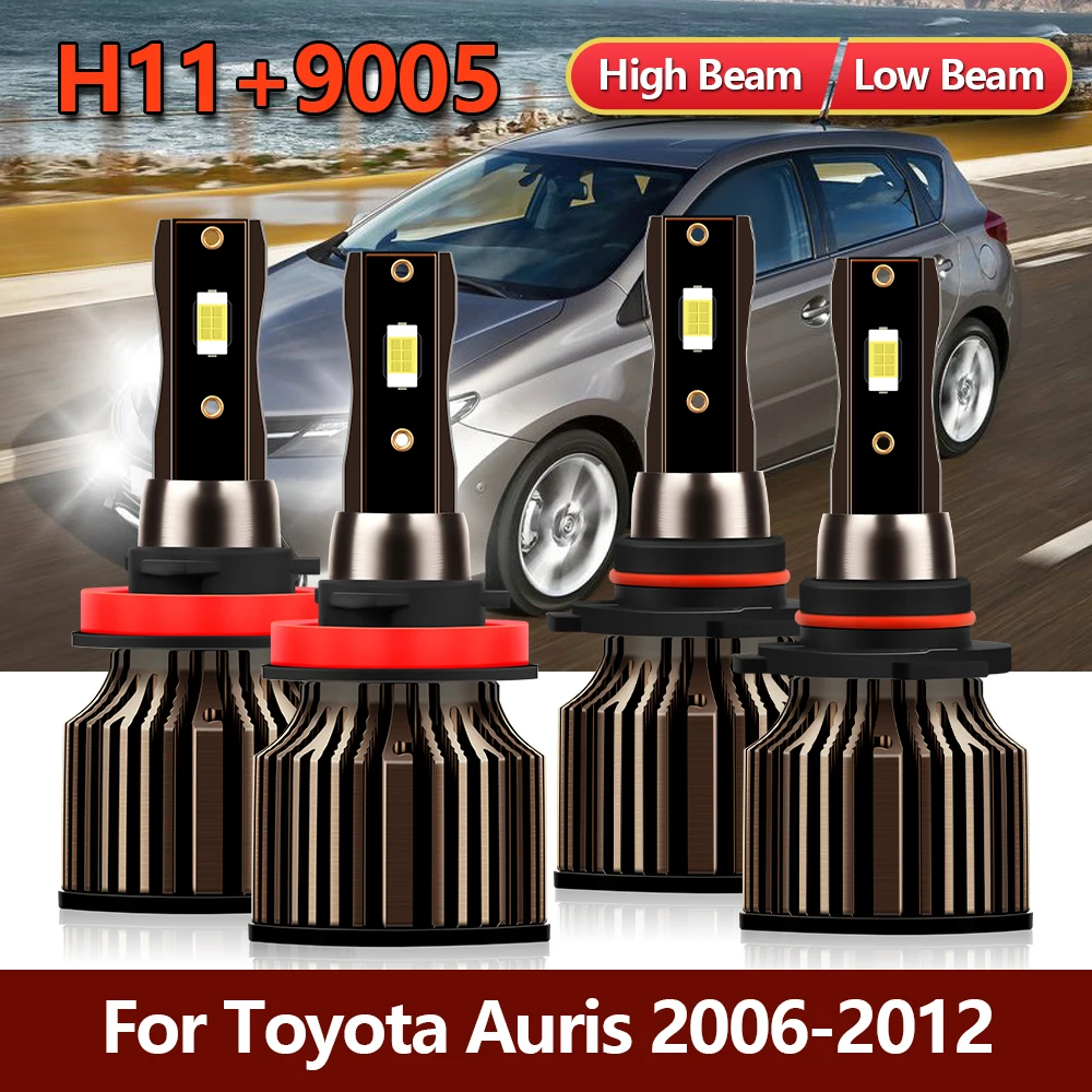 

4x светодиодный светильник лампы 9005 H11 комбо Высокая Низкая светильник комплект яркий белый CSP автомобильные лампы для Toyota Auris 2006-2009 2010 2011 2012