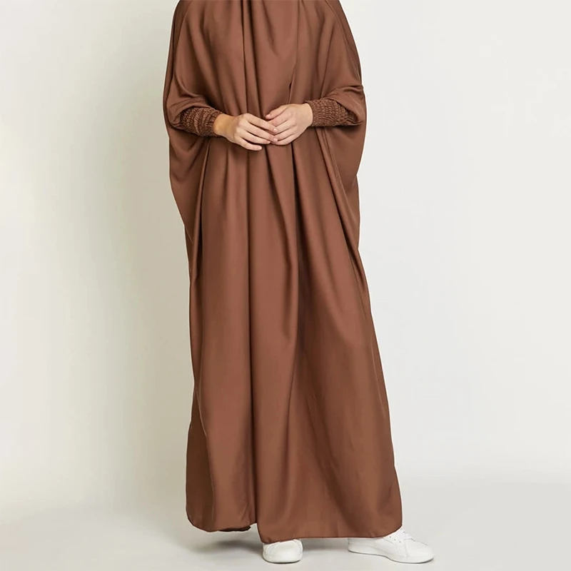 Casual Solid Color Türkiye Abaya Hoodie Dresses Dubai Plain Robe Muslim Dress Prayer Garment Long Khimar Full Cover Ramadan Gown