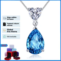 hoyon new blue diamond style haute couture jewelry pendant necklace for women aquamarine necklace s925 silver color jewelry