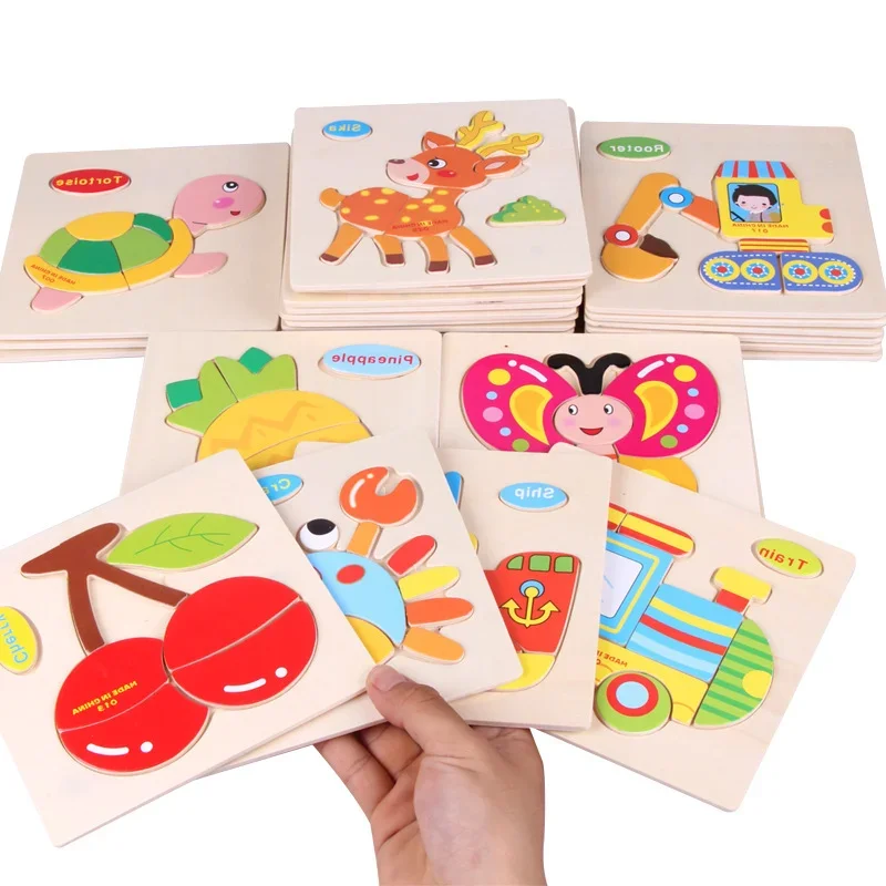 

Cartoon Wooden 3D Jigsaw Puzzle Toy Kids Children Traffic Animals Cognition Puzzle Gift Intelligence Toys Early Learning Aids