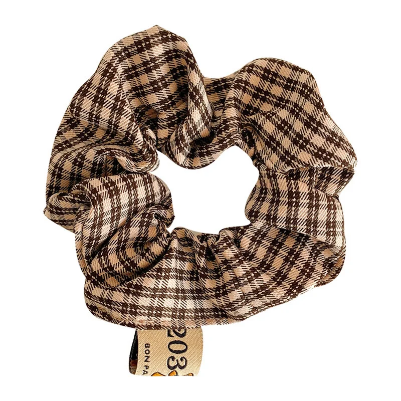 

Vintage Plaid Hair Scrunchies Women Bear Hair Ties Rubber Band Cute Ponytail Holder Elastic Hair Band Headwear Hair Accessories