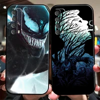 marvel venom cool phone case for huawei p smart z 2019 2021 p20 p20 lite pro p30 lite pro p40 p40 lite 5g liquid silicon black
