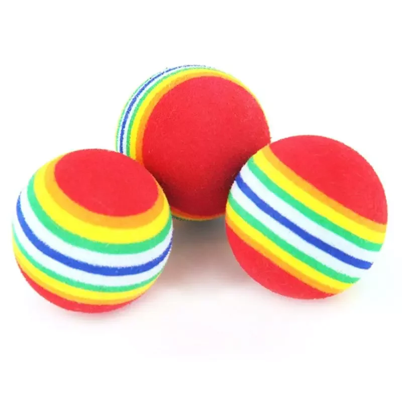 

2022New Rainbow Ball Cat Toy Colorful Ball Interactive Pet Kitten Play Chewing Rattle Scratch EVA Ball Training Pet Supplies