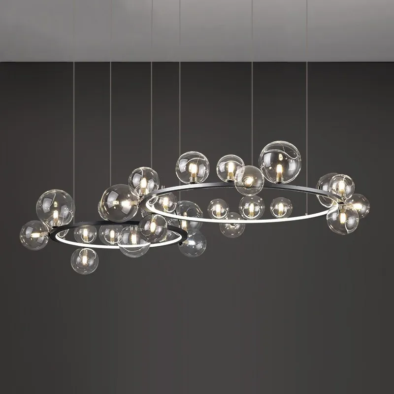 

Chandelier Lights LED Art Pendant Lamp Dining Living Room Silver Bedroom Round Creative Hanging Modern Home Clear Glass Ball