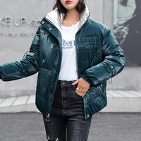 new winter bright face fashion temperament stand collar short down padded jackets women 2021 korean loose coats bread clothes