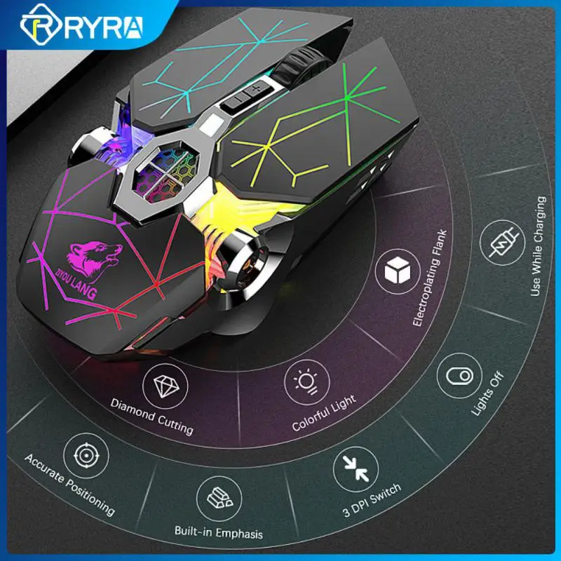 

Мышь Компьютерная RYRA X13 Беспроводная Бесшумная со светодиодной RGB подсветкой, 2,4 ГГц, 1600DPI