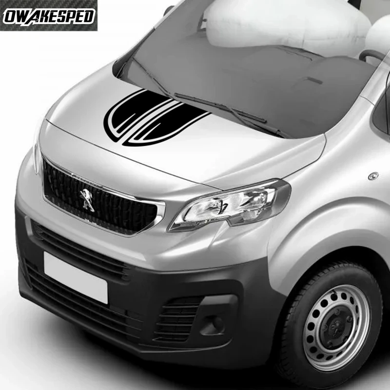 Фото Капот, спортивные полосы, гоночный стиль для Peugeot Expert, авто, виниловые наклейки для кузова, капот автомобиля, крышка двигателя, декоративные наклейки, аксессуары №4
