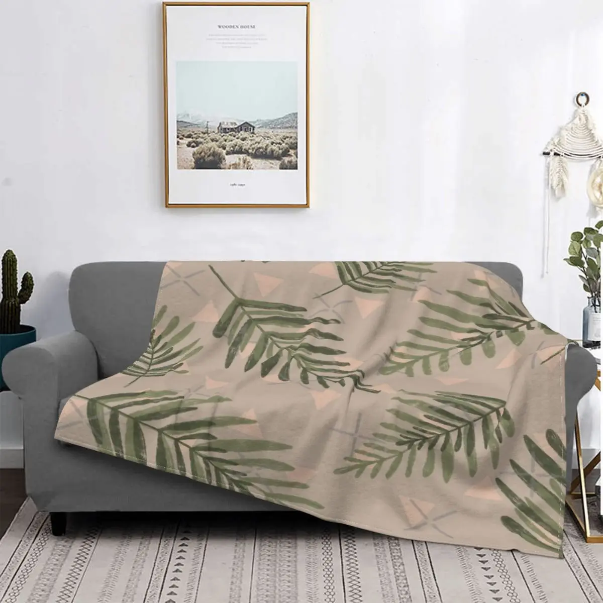 

Manta de hojas verdes y triángulos, colcha de cama a cuadros, colcha, Sudadera con capucha, 135