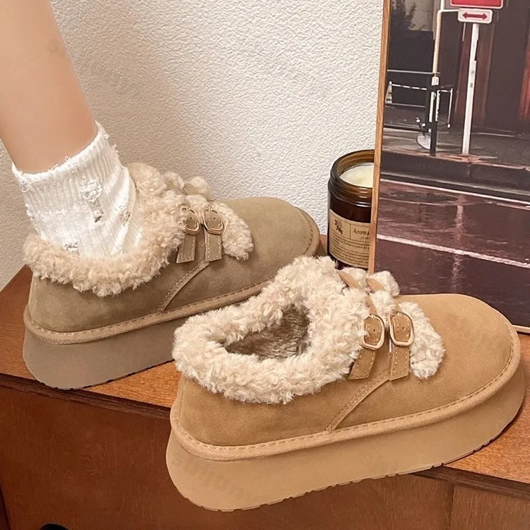 Зимние женские сохраняющие тепло ботинки на платформе из хлопка модные