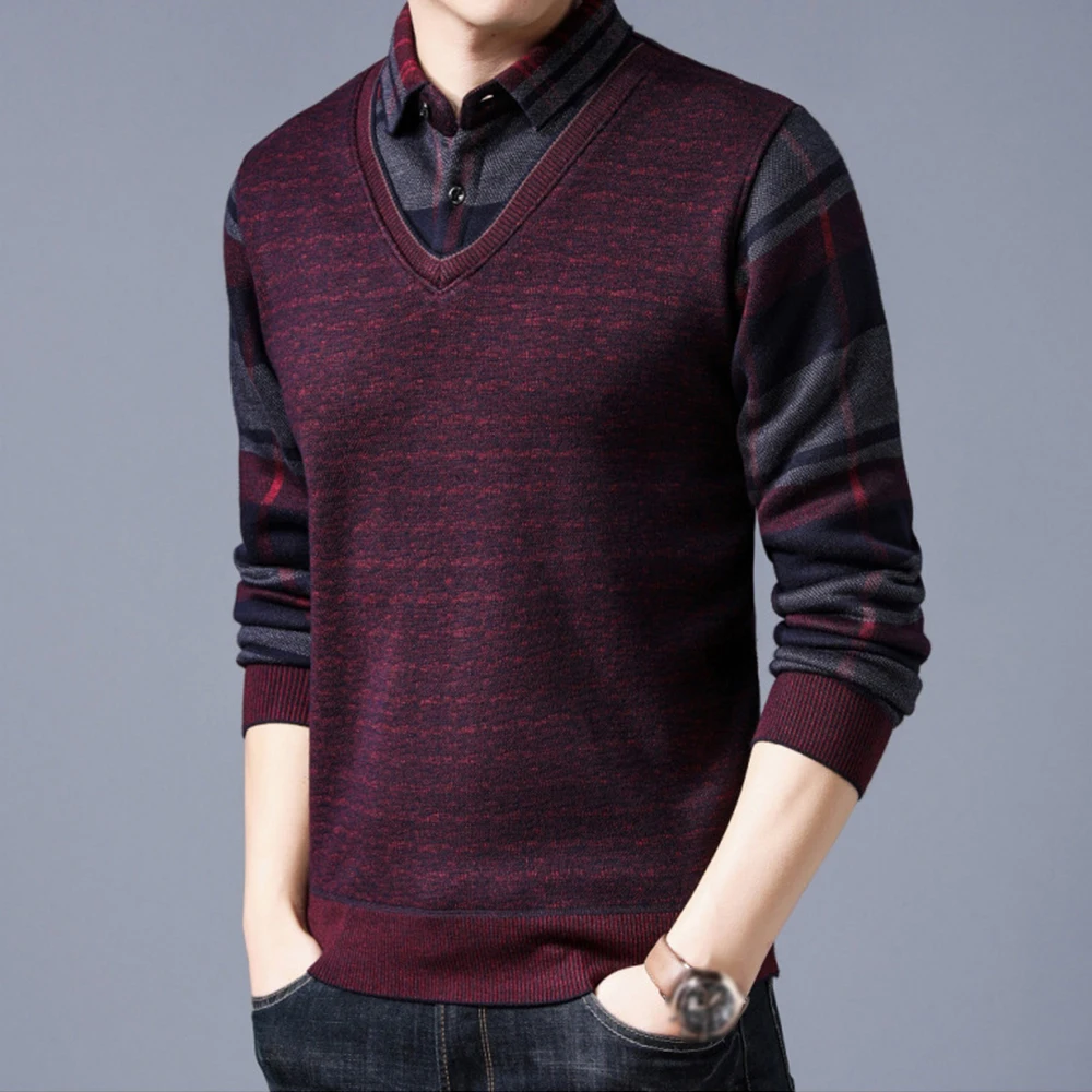 

Male Thermal Underwear Thickened Fleece Lapel Long Sleeve Mens Plaid Pullover Regular Shirt Warm Winter Blouse