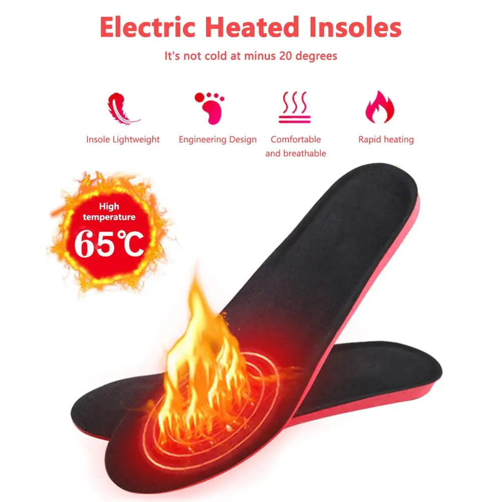 1 Pair Electric Heated Insoles Usb Rechargeable Smart Foot Warmer With Remote Control For Men Women