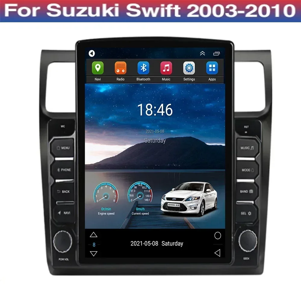 Автомобильный радиоприемник Tesla Style 2 Din Android 13 для Suzuki Swift 2005-2009 2010 мультимедийный