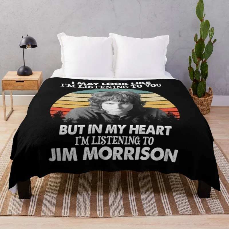 

I May Look Like I'm Listening To Jim Blues Morrison Vintage Throw Blanket 5 sizes/200x180cm