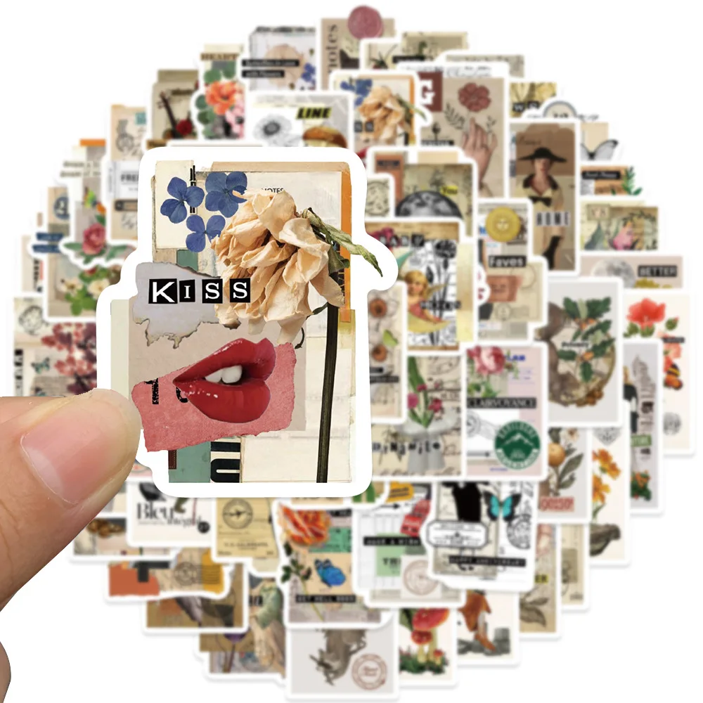 Рисунок 5 - наклейки в виде цветов в стиле ретро для ноутбука