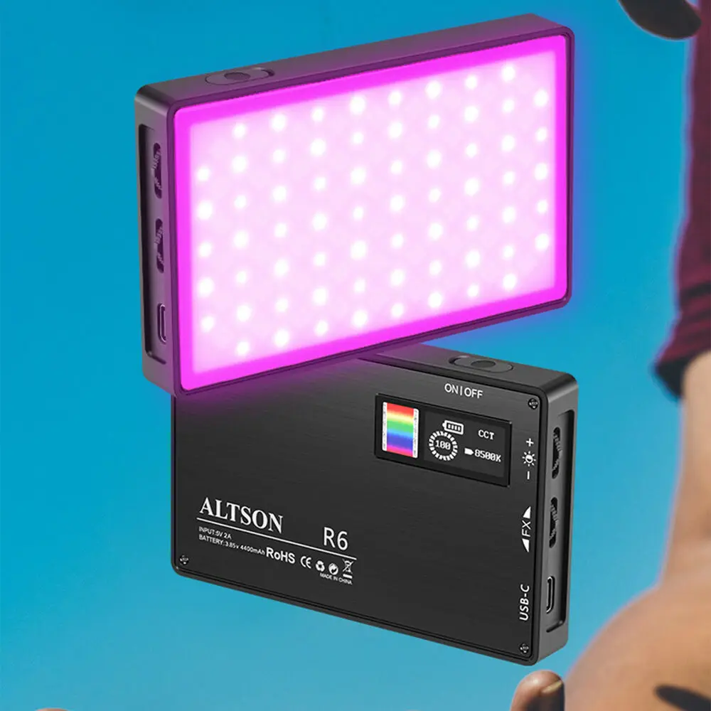 

Полноцветный Rgb светодиодный светильник R6 для видеосъемки с регулируемой яркостью 2500-8500K Светильник для фотосъемки для прямой трансляции