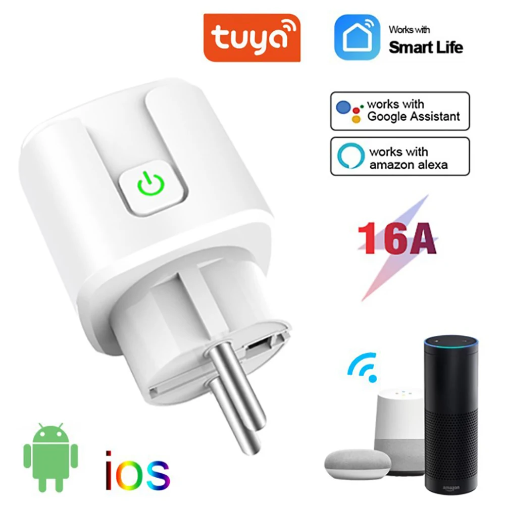 

Tuya Smart Plug WiFi Socket 20A Power Monitor 220V Timing Function Control To Turn On/Off These Devices Through IOS Or Android
