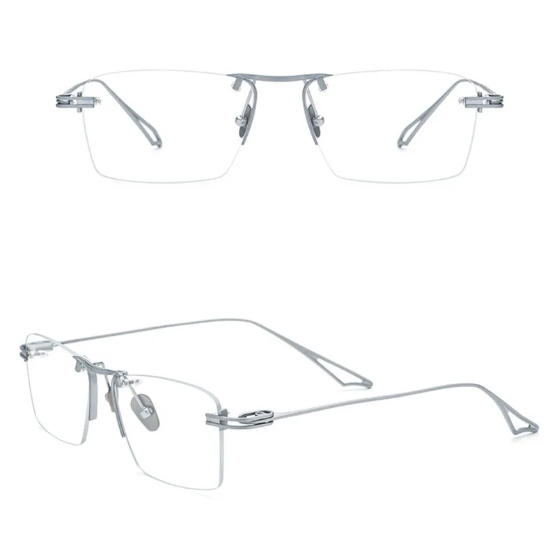 Belight Optical Japan Design Square Shape Ultra Light Rimless Glasses Prescription Lens Eyeglasses Retro Frame Eyewear Act-six