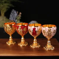 Golden Wine Glasses Cup 30ml Goblet Spirits Drinking Alloy Antique Silver Mini Spirits 40ml Whiskey Cups For Home Bar Hotel B652