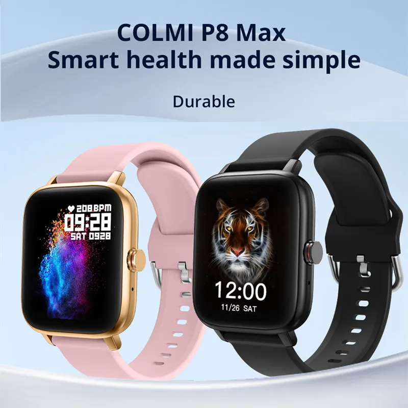 

COLMI P8 Max 1.69 inch Smart Watch Men Full Touch Fitness Tracker Blood Pressure Smart Clock Women GTS Smartwatch for Xiaomi