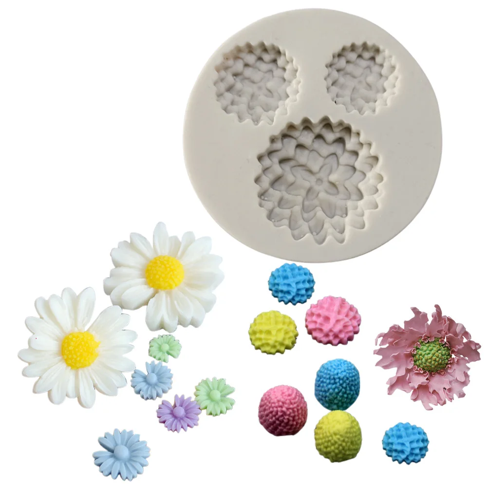 

1PCS Daisy Sunflower Heart Cordyceps Stamen Soft Pottery Clay Dry Pace Sugarcraft Gumpaste Fondant Silicone Mold M2904