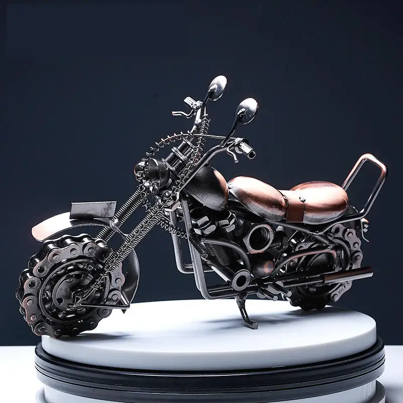 

Retro Metal Motorcycle Ornaments Creative Home Living Room Wine Cabinet Bookshelf TV Cabinet Decorations Porch Desktop Crafts