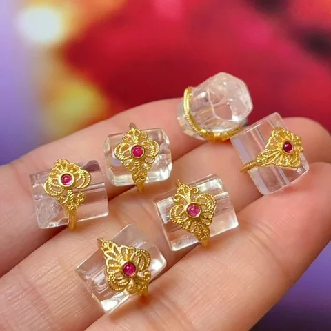 Кварцевые бусины 5 шт., цилиндрические, прозрачные, золотые прокладки