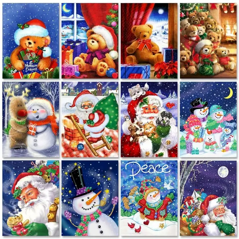 

Набор для рисования по номерам на холсте, с животными