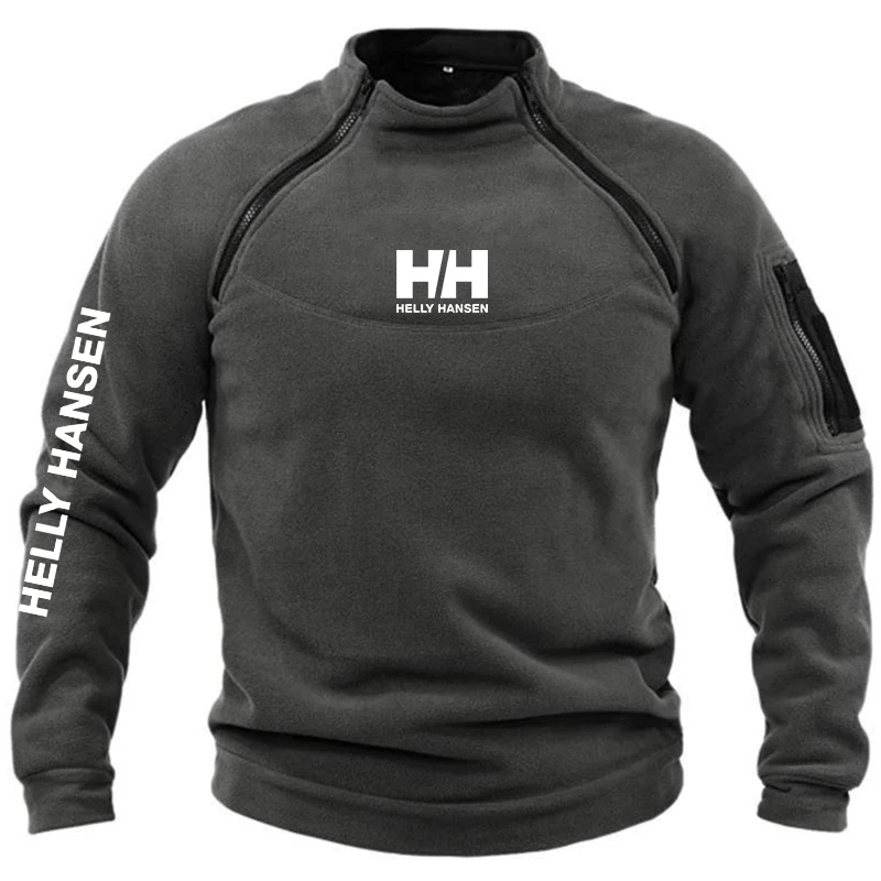 

Casual Warm Zipper Pullover Men's Tactical Polar Windproof Jacket Winter Outdoor Sweatshirt Printed Gym Sports Tops for Male