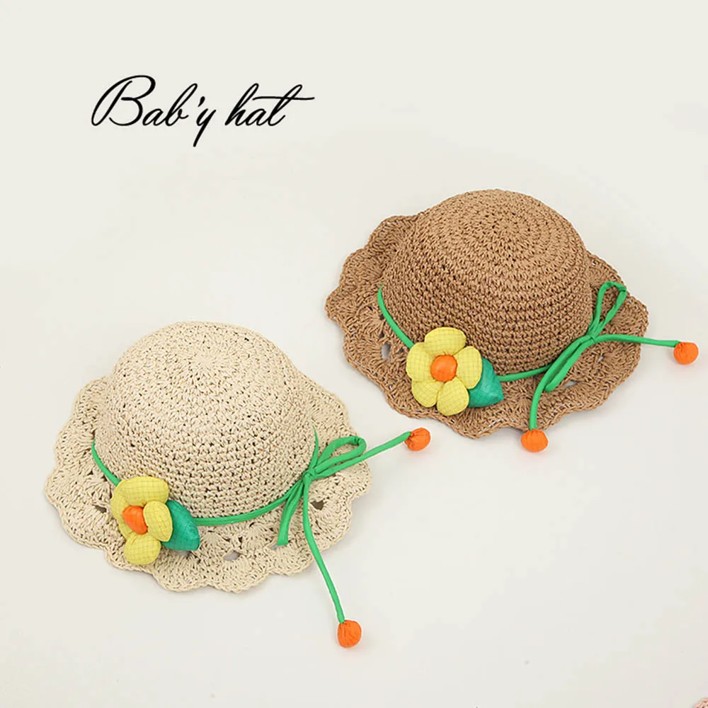 

Keelorn Straw Hat Kids Hat Summer Baby Florals Breathable Hat Boy Girls Sun Visor UV Protection Panama Hat Gorras for Cute Girl