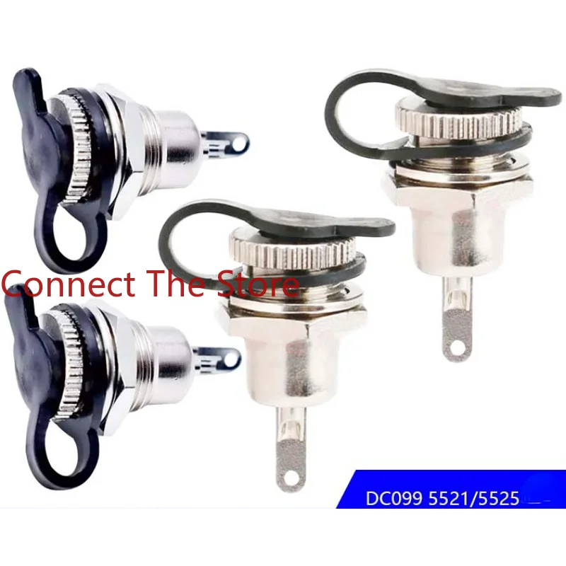 

6PCS DC099 Power Socket 5.5*2.5 All-copper Nut Gasket 5525 Bus With Waterproof Cover, High Current 10A