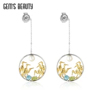 gems beauty genuine 925 sterling silver humming birds fresh water pear bird stud earrings for women fashion earrings jewelry