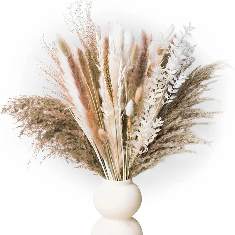 

Dried Pampas Grass Decor,60Pcs Boho Home Wedding Party Decor Dried Flowers Arrangements Pampas Grass,Reed,Bunny Tails,Et