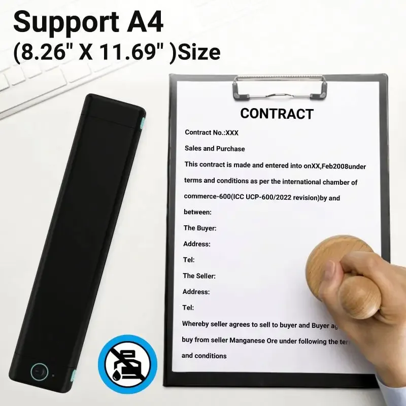A4 Paper Portable Thermal Printer 216mm Wireless Bluetooth Printer Compatible With Android iOS Laptop For Travel Office