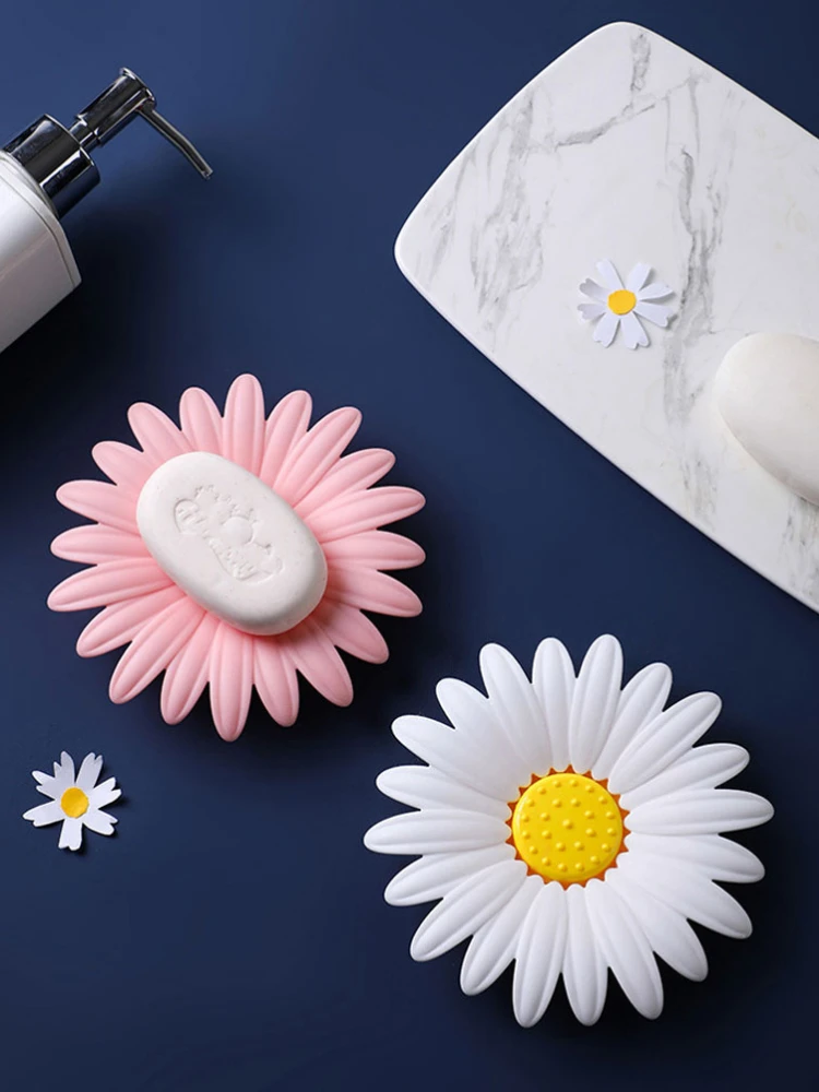 

Creative Daisy Soap Dish Double Layer Drain Soap Box Soap Dish Bathroom Punch-Free Soap Holder Cute Soap Holder