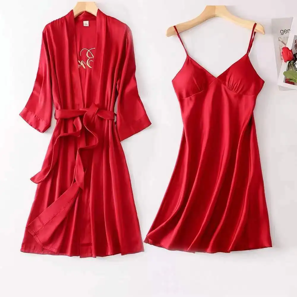 1 Dressing gown woman spring autumn summer ice silk wedding pajamas, bridal dressing gown, bridesmaid bathrobe, house wear