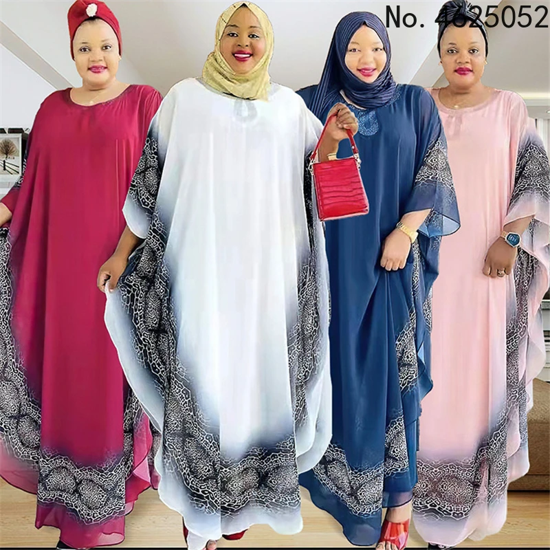 

Новое Африканское Дашики Женская мода абайя стильная шифоновая ткань горячее сверление Свободное длинное платье свободный размер + внутри