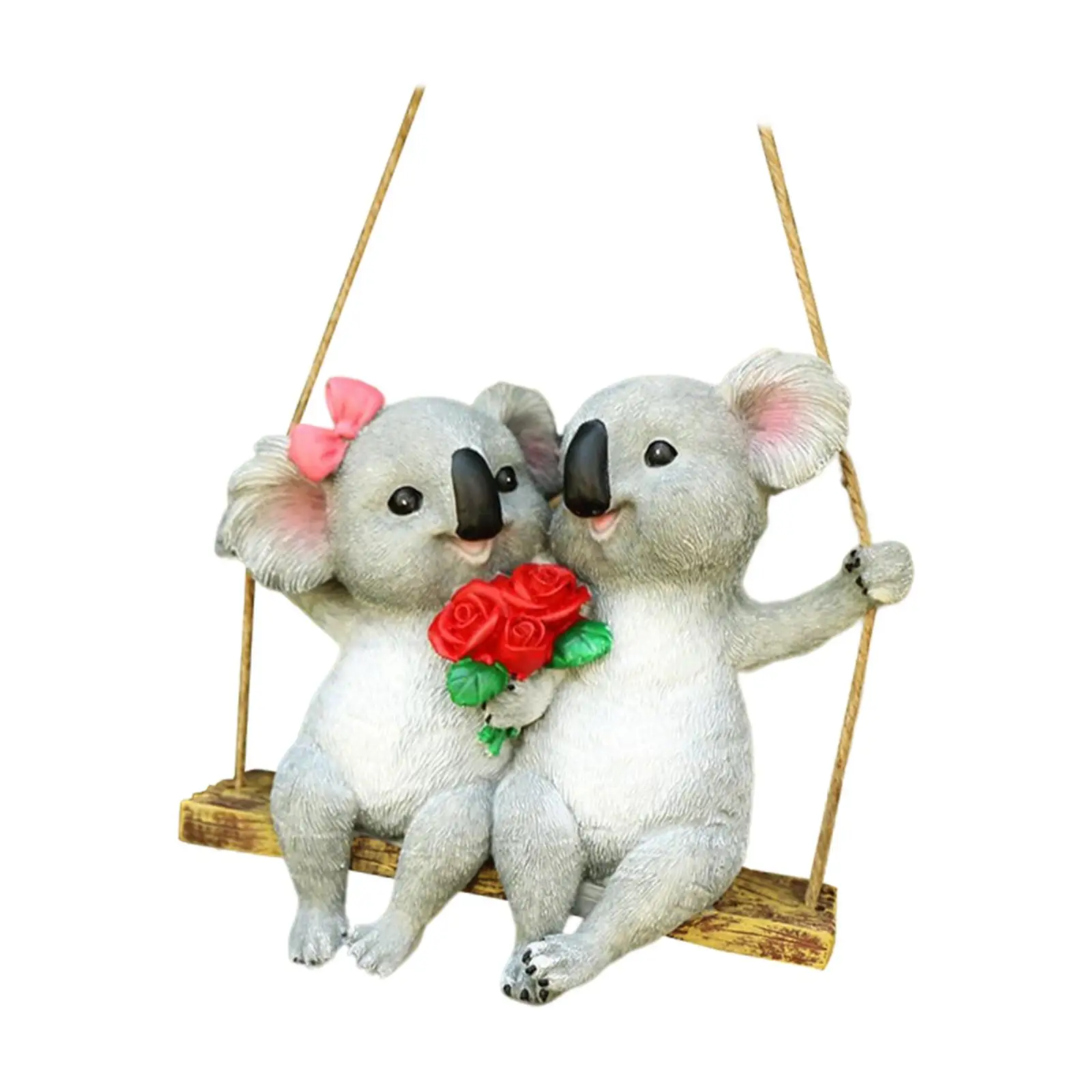 

Koala Garden Ornament Swing Landscape Arrangement Hand Painted Outdoor Animals Doll Resin Lawn Ornaments for Garden Courtyard