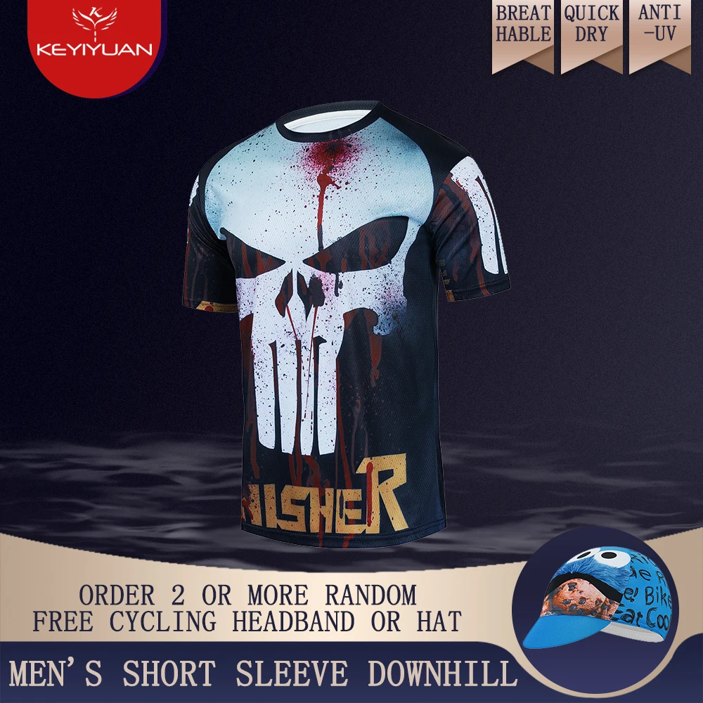 

KEYIYUAN Men's Short Sleeve Downhill Jersey Motocross Tops Mountain Bike Shirt Motorcycle T-Shirts Moto Cross Maillot MTB
