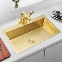 kitchen vegetable basin 304 stainless steel sink large single sink nano gold handmade scullery kitchen island pool small