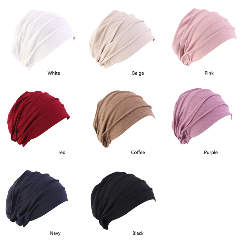 

Women Cotton Breathe Hijabs Turban Elastic Head Wrap Chemo Hat Muslim Scarf Cap Stretch Cotton Pullover Cap Shutter Helmets
