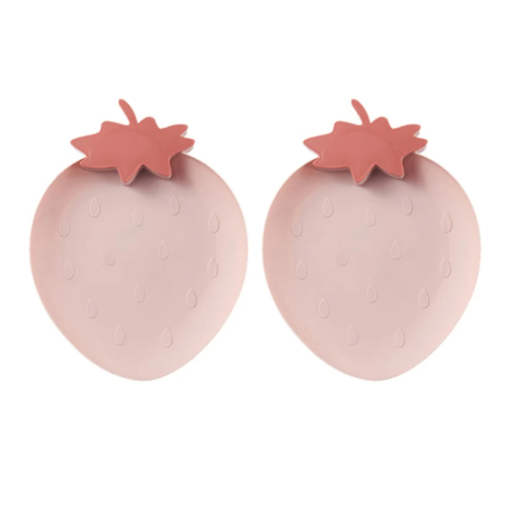 

3pcs Fruit Plate Snack Serving Plate Food Tray Strawberry Shape Design for Living Room )