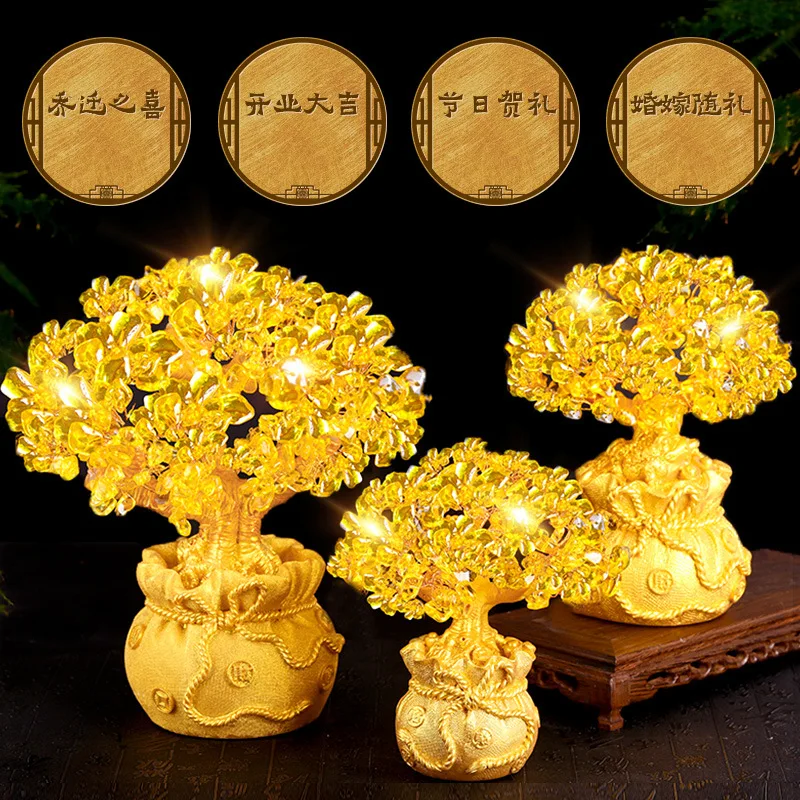 

Citrine Fortune Tree Reiki Healing Crystal Ornaments Cabinet Accessory Paperweight Feng Shui Collect Crafts Aesthetic Home Decor