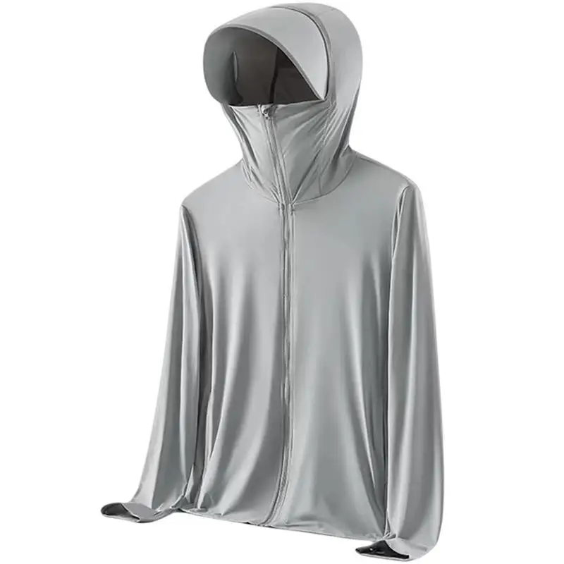 

Sun Protection Hoodie Long Sleeve UPF 50 Sun Protection Jacket With Sun Hat Full Zip Hooded Cooling Shirt With Pocket Hiking