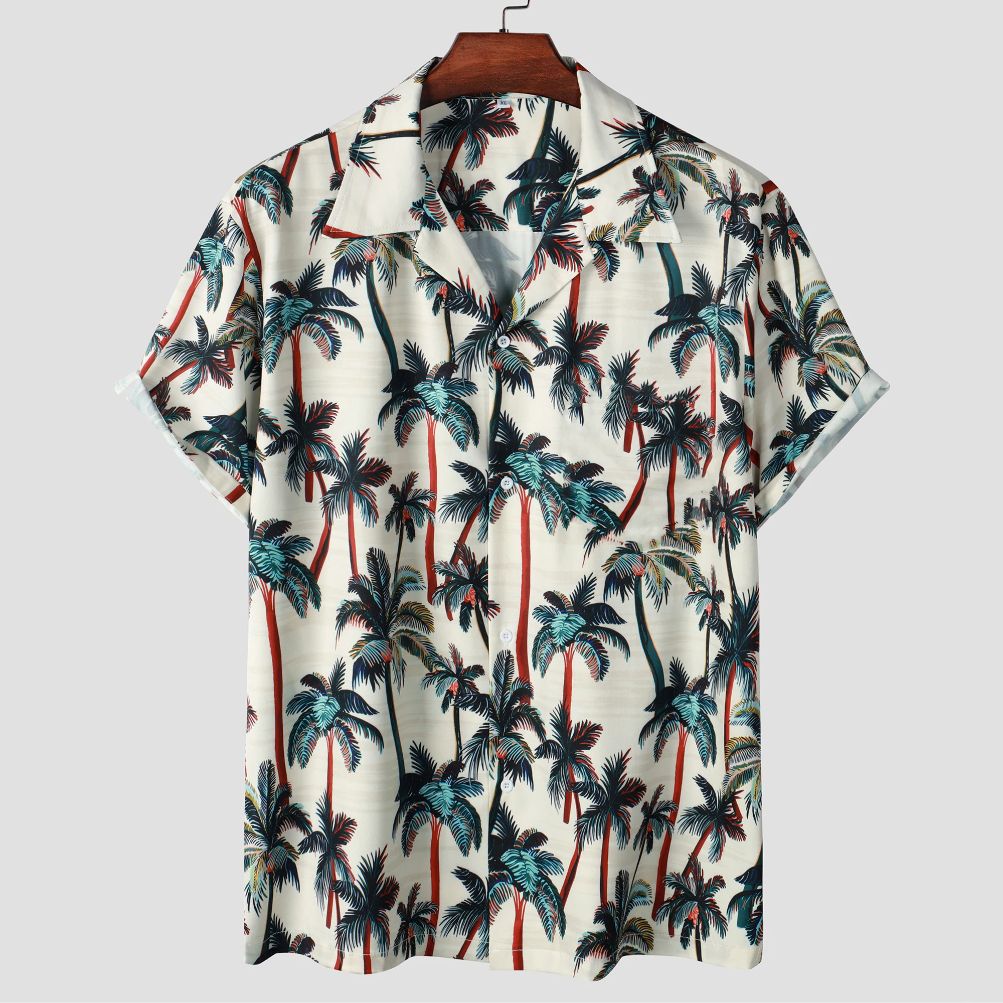 

Гавайская Мужская рубашка, модная футболка с коротким рукавом и кокосовым деревом, мужская одежда с лацканами и пуговицами, повседневная мужская рубашка для отпуска, Новинка