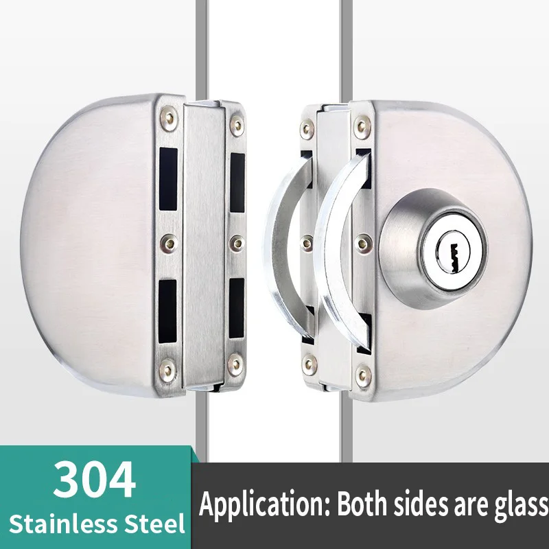 

Glass Door Lock Stainless Steel Double Bolts Swing Push Sliding Control No Drill Anti-Theft Security Locks Dead for Doors