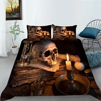 european pattern hot sale soft bedding set 3d digital skull printing 23pcs high quality duvet cover set esdeeuus size