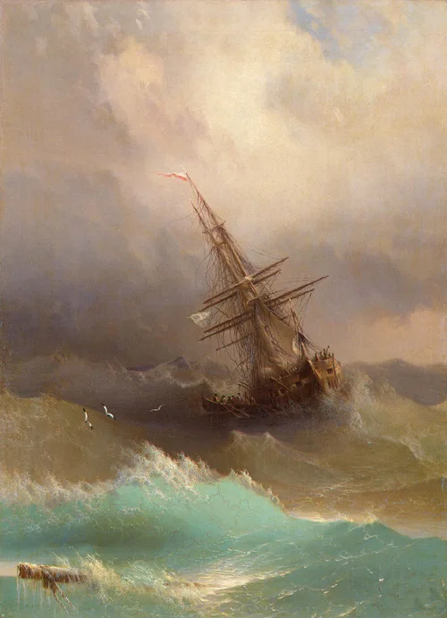 

Ivan Aivazovsky Ship in the Stormy Sea seascape oil painting art - hand painted oil painting # accept custom seascape painting