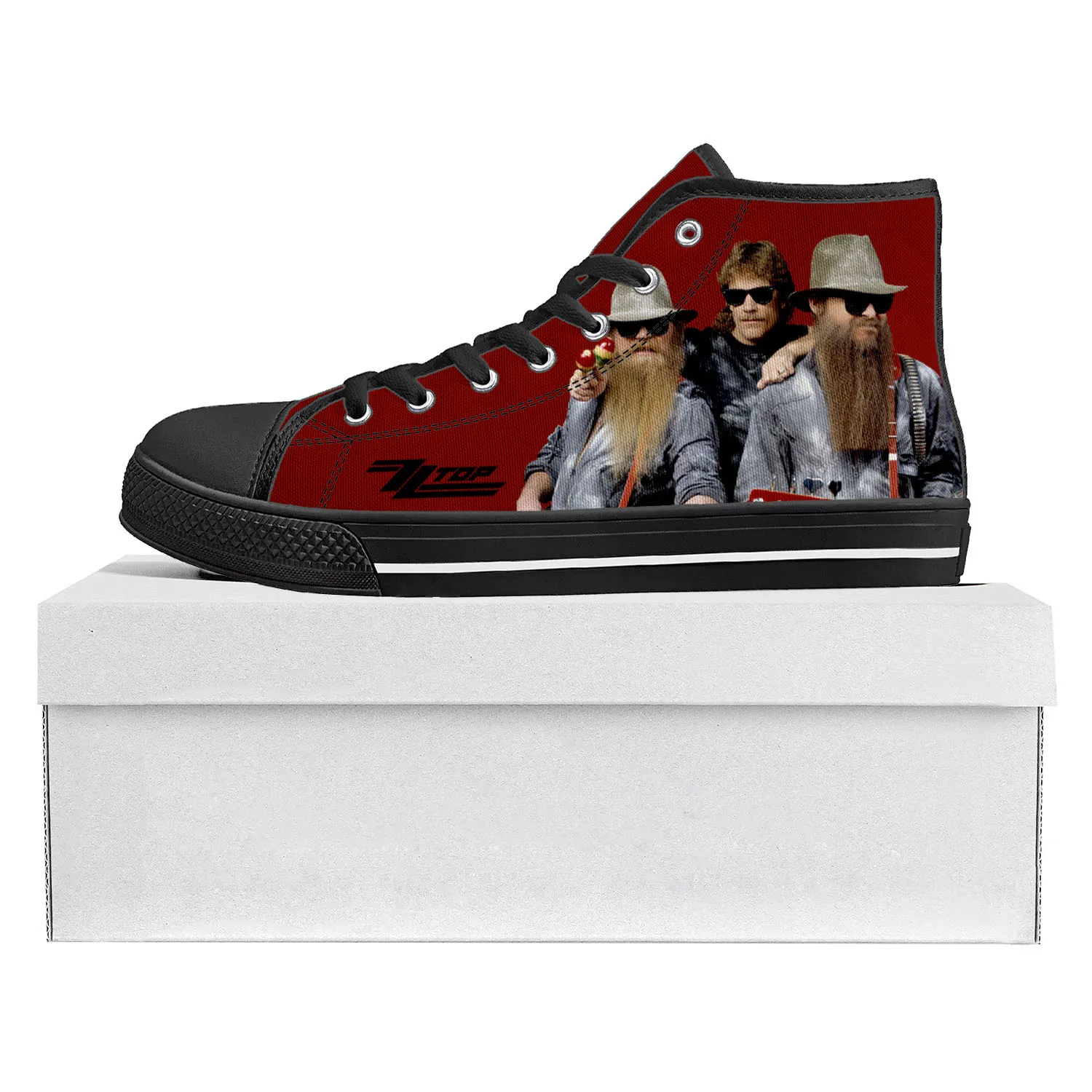 ZZ Top Hard Rock Band Fashion Popular High Top High Quality Sneakers Mens Womens Teenager Canvas Sneaker Couple Shoe Custom Shoe
