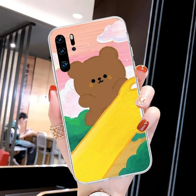 Мультяшный милый чехол для телефона с медведем Huawei P20 P40 Lite P30 Pro P Smart 2019 Nova 3e 6 Se