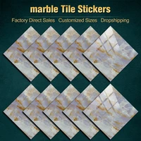 10pcs imitation marble tiles sticker kitchen bathroom wardrobe home decor waterproof oil proof crystal hard film art wallpaper